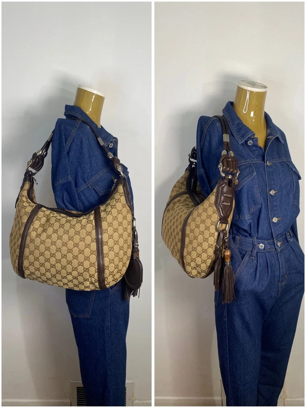 ✨️GUCCI GG Canvas Techno Horsebit Hobo Bag